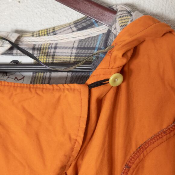 Rebe Hooded Utility Jacket Women's Orange Plaid Size Large Outdoor Gorpcore - Picture 5 of 13